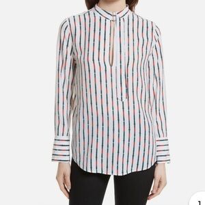 Equipment Janelle belt print silk blouse